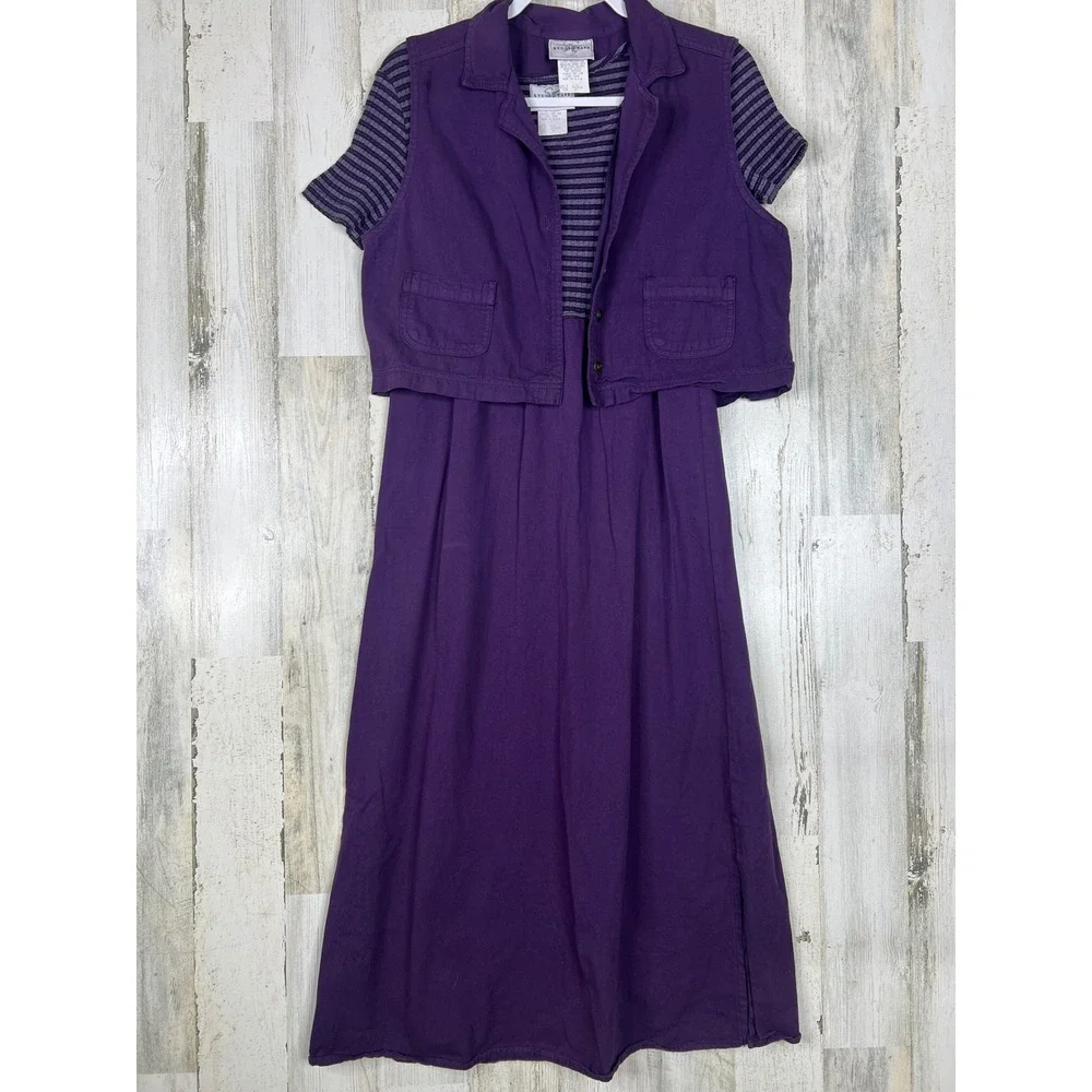 Studio Ease Maxi Dress Vest Set 6P Vintage 90s Cottagecore 2pc